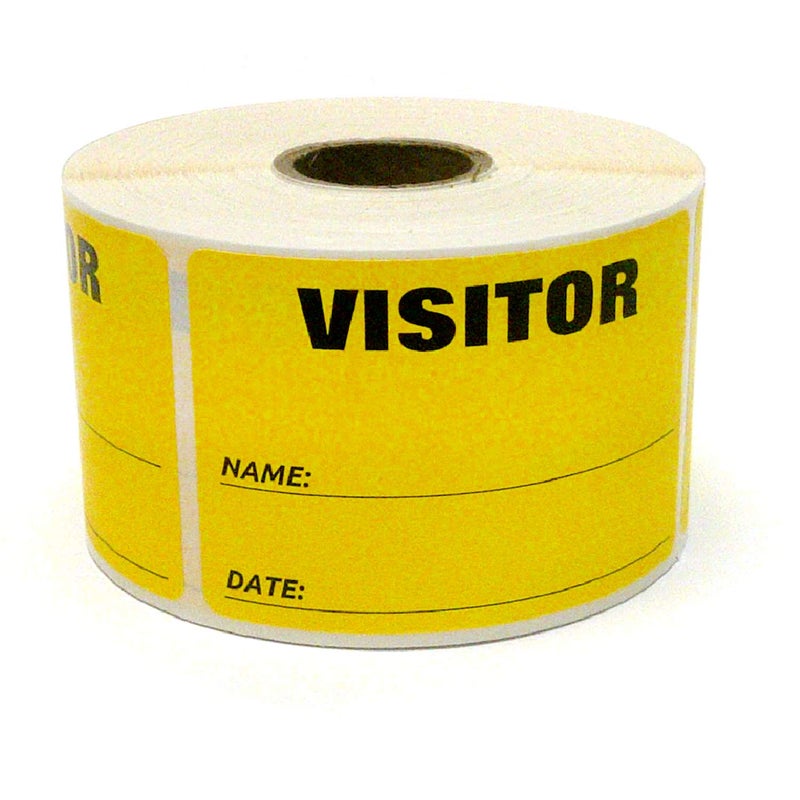 NextDayLabels - 3 x 2 Visitor Labels Pass, ID Labels and Safety Identification Badge Stickers 500 Per Roll (Fluorescent Yellow) - Image 1